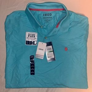 NWT, Izod Men’s Advantage Performance Polo, Size L, Turquoise / Blue Radiance.